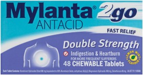 Mylanta+2Go+Antacid+Double+Strength+Lemon+Mint+Flavour+48+Chewable+Tablets
