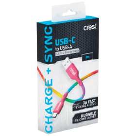 Crest-USB-C-to-USB-A-Rainbow-Cable-1-Metre on sale