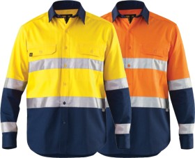 ELEVEN-Workwear-AEROCOOL-Hi-Vis-FW-Drill-Shirt-with-3M-Bio-Motion-Tape on sale