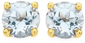 9ct+Gold+Aquamarine+Stud+Earrings