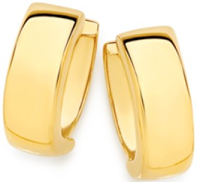 9ct-Gold-10mm-Polished-Huggie-Earrings on sale