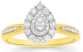 9ct-Two-Tone-Gold-Diamond-Pear-Ring on sale