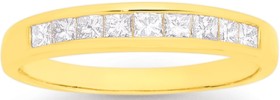 18ct+Gold+Diamond+Princess+Cut+Band