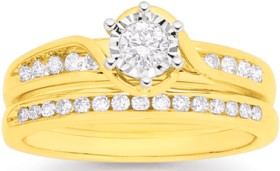 9ct+Gold+Diamond+Bridal+Set