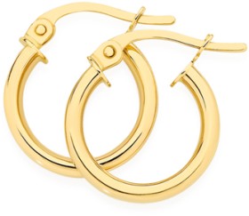 9ct+Gold+3x10mm+Square+Tube+Hoop+Earrings