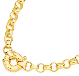 9ct+Gold+50cm+Solid+Belcher+Bolt+Ring+Necklace