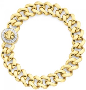 9ct-Gold-19cm-Solid-Curb-Diamond-Turnlock-Bracelet on sale