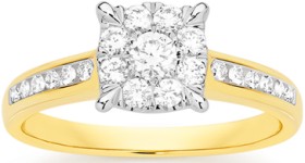 9ct+Gold+Diamond+Ring