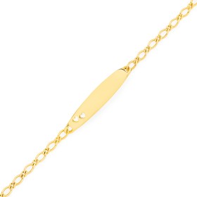 9ct+Gold+14cm+Figaro+1%2B1+Oval+I.D.+Bracelet