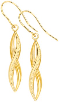 9ct-Gold-Diamond-Cut-Twist-Pointed-Hook-Drop-Earrings on sale