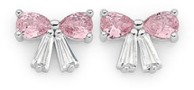 Sterling-Silver-Cubic-Zirconia-Fancy-Bow-Stud-Earrings on sale