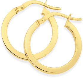 9ct-Gold-2x15mm-Square-Tube-Hoop-Earrings on sale