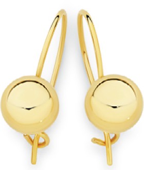 9ct-Gold-6mm-Euroball-Earrings on sale