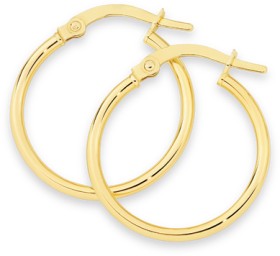 9ct-Gold-15mm-Polished-Hoop-Earrings on sale