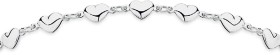 Italian+Sterling+Silver+17%2B3cm+Domed+Heart+Link+Bracelet