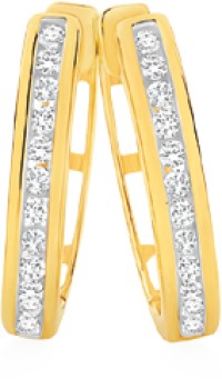 9ct-Gold-Diamond-Hoop-Earrings on sale