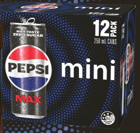 Pepsi-Max-Solo-or-Schweppes-Mini-Can-12x250mL on sale