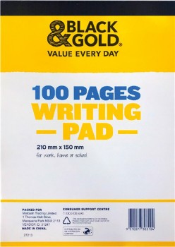 Black-Gold-Writing-Pad-A5-100-Sheets on sale