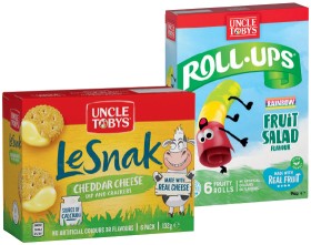 Uncle+Tobys+Muesli+Bars+5%E2%80%916+Pack%2C+Le+Snak+or+Roll+Ups+6+Pack+Selected+Varieties