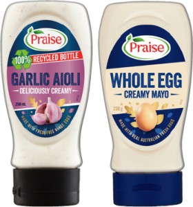 Praise-Garlic-Aioli-250mL-or-Whole-Egg-Creamy-Mayo-230g-Selected-Varieties on sale