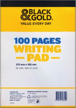 Black-Gold-Writing-Pad-A5-100-Sheets on sale