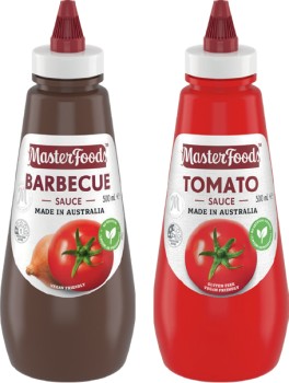 MasterFoods+Tomato+or+Barbecue+Squeezy+Sauce+475%E2%80%91500mL+Selected+Varieties