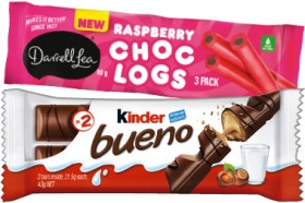 Darrell+Lea+Choc+Logs+3+Pack+or+Kinder+Bueno+39%E2%80%9143g+Selected+Varieties