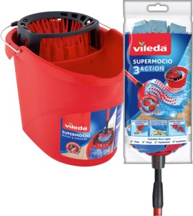 Vileda+Super+Mocio+Power+Press+Bucket+%26amp%3B+Wringer+1+Pack+or+3+Action+Mop+1+Pack