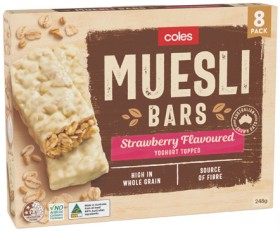 Coles-Yoghurt-Topped-Strawberry-Flavoured-Muesli-Bars-248g on sale