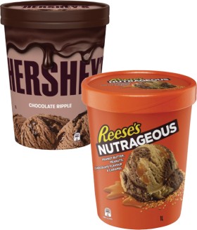 Hersheys-Reeses-or-Violet-Crumble-Ice-Cream-Tub-1-Litre on sale