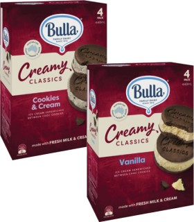 Bulla+Creamy+Classics+Ice+Cream+Sandwiches+4+Pack+448mL