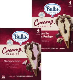 Bulla+Creamy+Classics+Ice+Cream+Cones+4+Pack+520mL