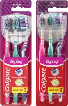 Colgate+Zig+Zag+Medium+or+Soft+Toothbrush+3+Pack