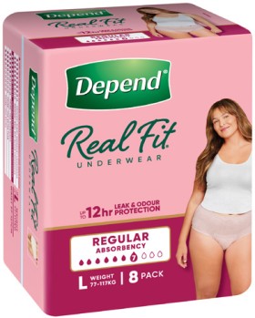 Depend-Real-Fit-Continence-Underwear-for-Women-Size-L-8-Pack on sale