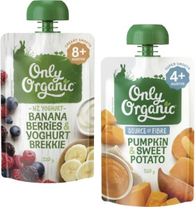 Only+Organic+4%2B+Months%2C+6%2B+Months+or+8%2B+Months+Baby+Food+Pouch+120g