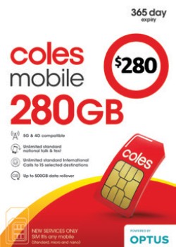 Coles+Mobile+%24280+Prepid+SIM