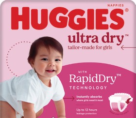 Huggies+Ultra+Dry+Girls+Nappies+Size+4+18+Pack