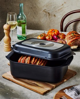 The-Cook-Shop-Bessemer-Non-Stick-Roaster-Grill-34cm-Black on sale
