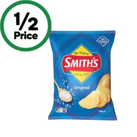 Smith%26rsquo%3Bs+Crinkle+Cut+or+Double+Crunch+Potato+Chips+150-170g