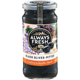 Always-Fresh-Black-Olives-Pitted-220g on sale