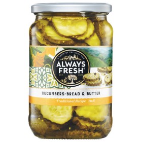 Always-Fresh-Bread-Butter-Cucumbers-700g on sale