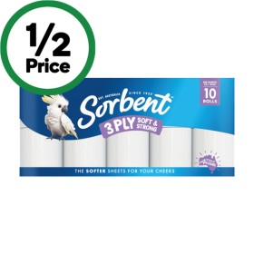 Sorbent-Soft-Strong-3-Ply-Toilet-Paper-Pk-10 on sale
