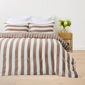 Stripe-Linen-Cotton-Reversible-Quilt-Cover-Set-King-Bed-Tan-and-Off-White on sale