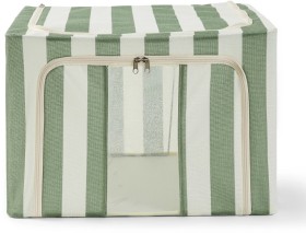 Linen-Look-Collapsible-Box-with-Window-Large-Green-Stripe on sale