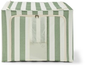 Linen+Look+Collapsible+Box+with+Window+-+Extra+Large%2C+Green+Stripe