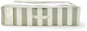 Linen-Look-Underbed-Collapsible-Box-Green-Stripe on sale