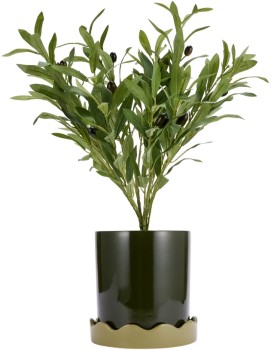 Green+Glazed+Pot+with+Saucer