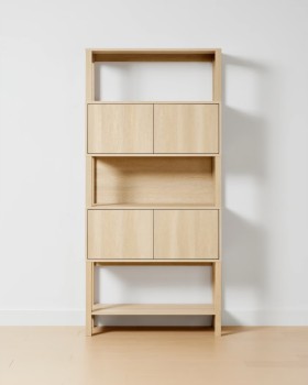 Sadie+Tall+Bookshelf+with+Doors+-+Light+Oak