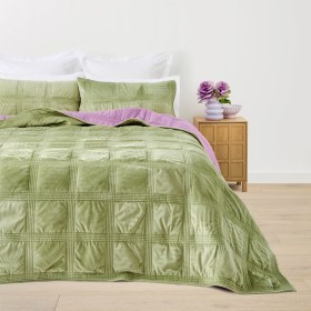 Velvet-Reversible-Coverlet-Set-QueenKing-Bed-Sage-and-Lilac on sale