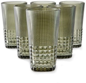 6-Green-Beaded-Highball-Glasses on sale